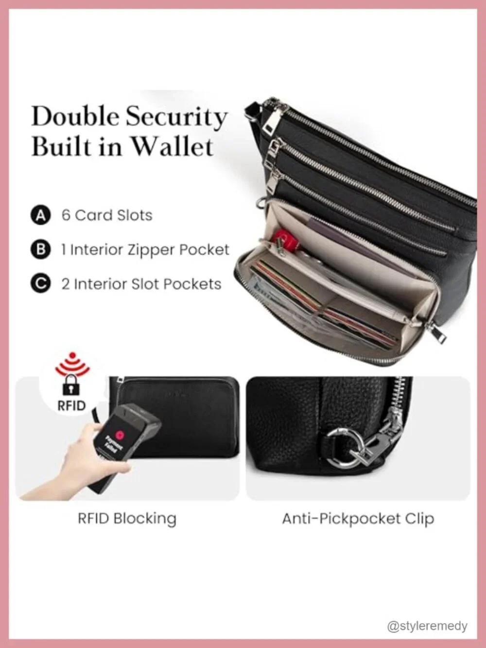 Genuine Leather Crossbody Bag Anti-Theft RFID Wallet